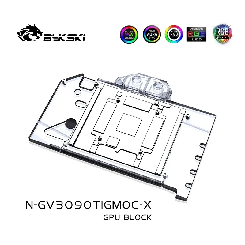 Imagem -06 - Bykski-gpu Water Block Use para Gigabyte Rtx3090ti Gaming oc Placa de Vídeo Radiador de Cobre Backplate Rgb Aura N-gv3090tigmoc-x