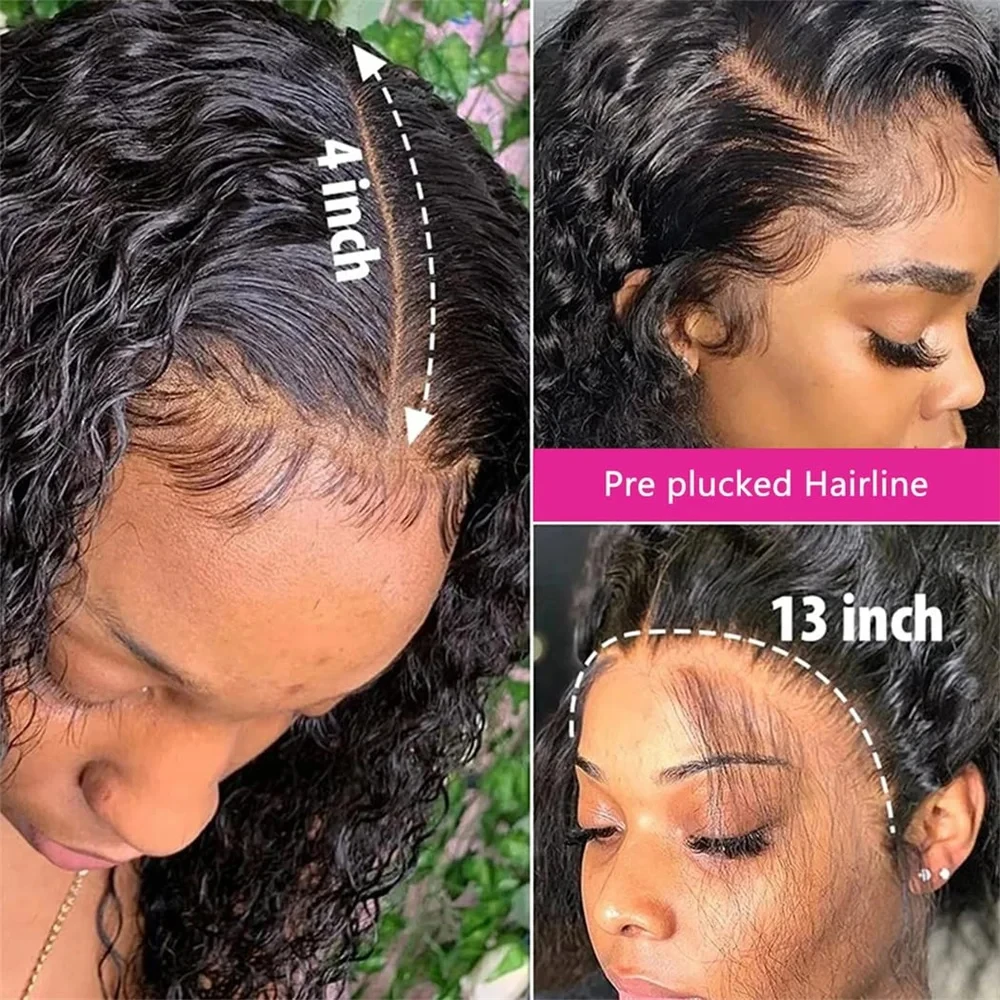 13x4 Kinky Curly Lace Frontal Pre Plucked With Baby Hair Transparent 4x4 Closure Remy Human Hair For Women