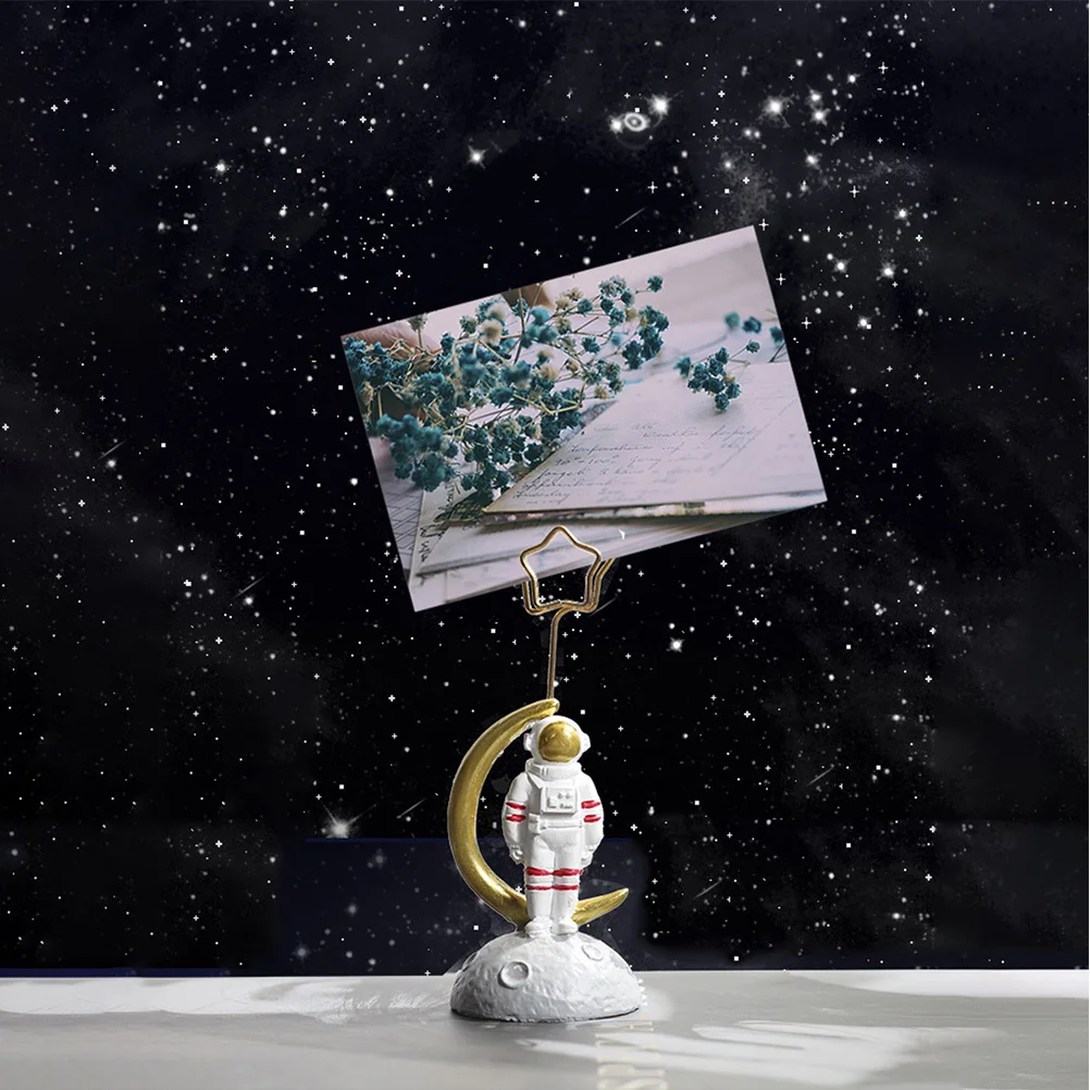 

2pcs Astronaut-Shaped Photo Clips White Desktop Decor For Business Cards Memos Photos Table Number Holders Cards Holders Desk
