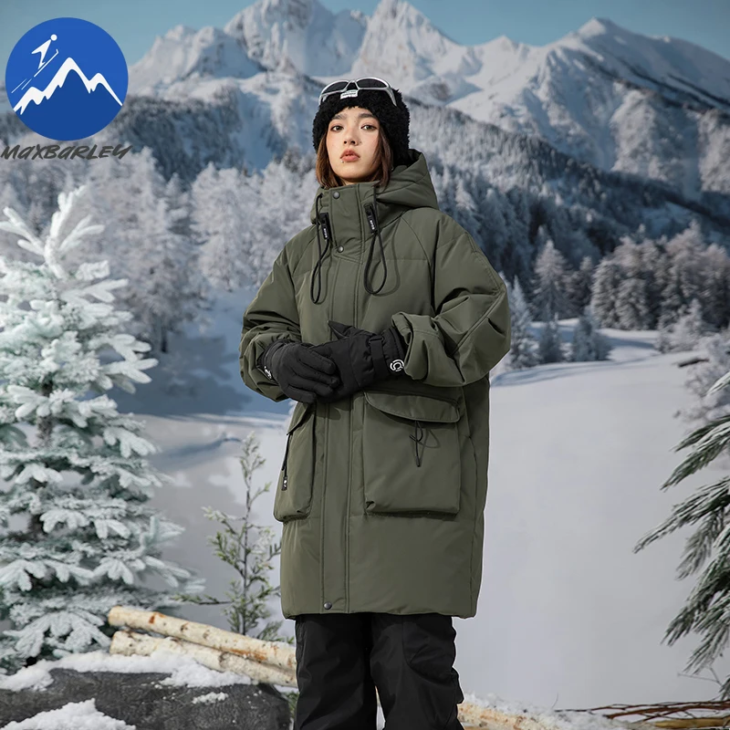 Maxbarley Winter Down Coat 2025 New Classic Hooded Long Couple Parka Thickened Outdoor Exploration Windproof Lightweight Coat