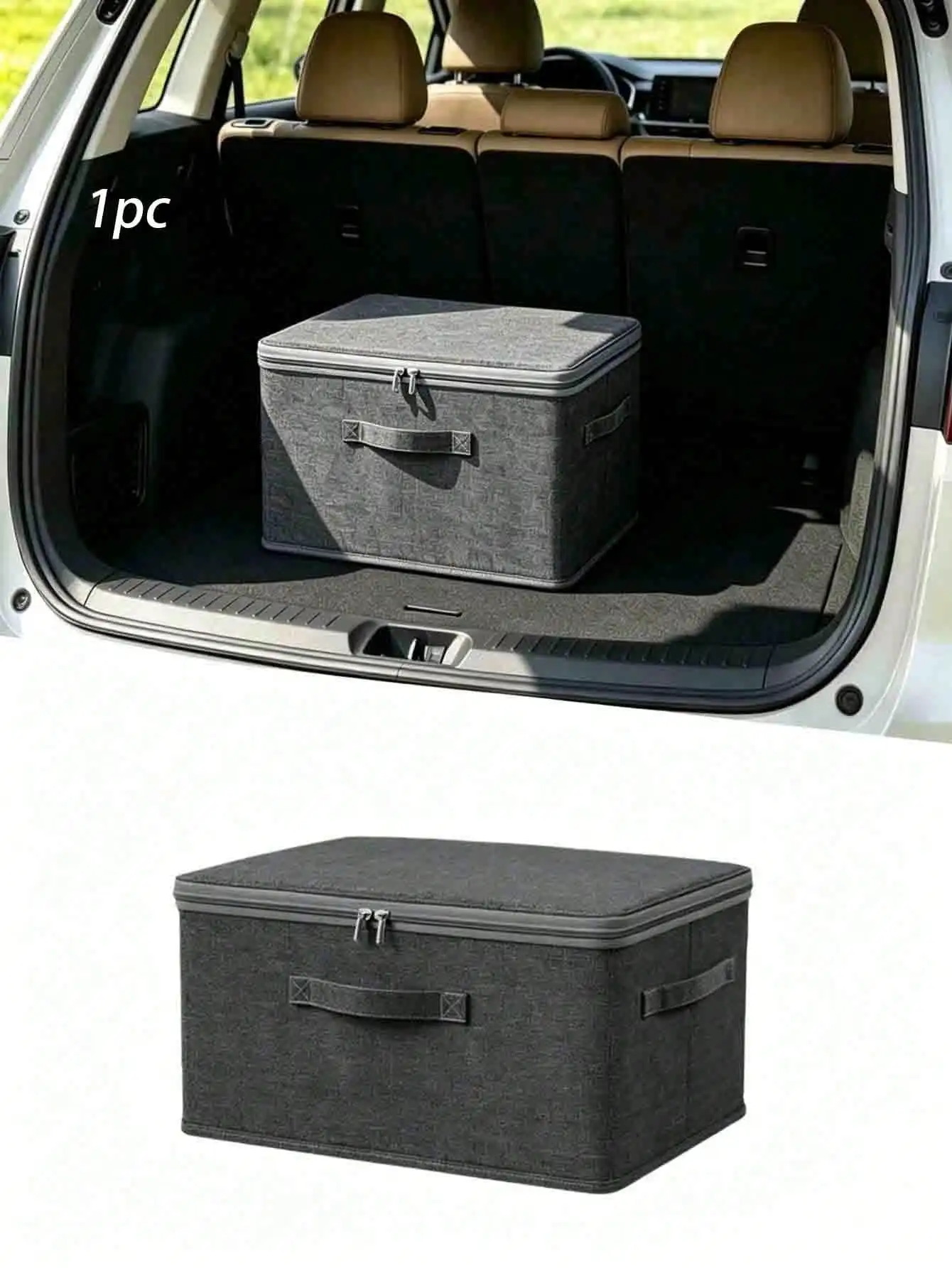 1pc Large Capacity Foldable Car Trunk Organizer With Lid And Handles - Waterproof Storage Box, Suitable For SUV And Sedan - Multifunctional Foldable Cargo Box For Clothes, Bedding, Groceries And Closet Organization