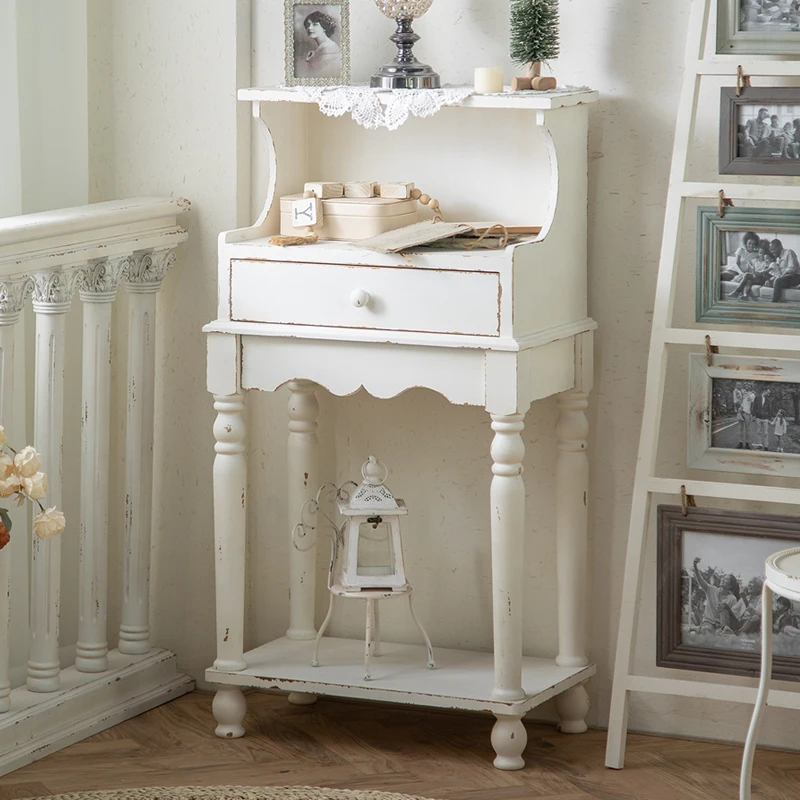 

European retro solid wood simple single writing makeup table balcony storage cabinet