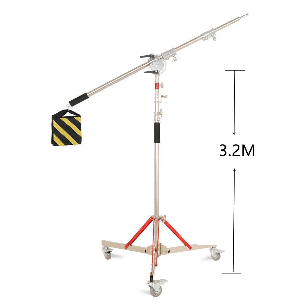 2.49M Length Cross Arm Stainless Steel Kit Light Stand With Weight Bag Photo Studio Accessories Extension Rod