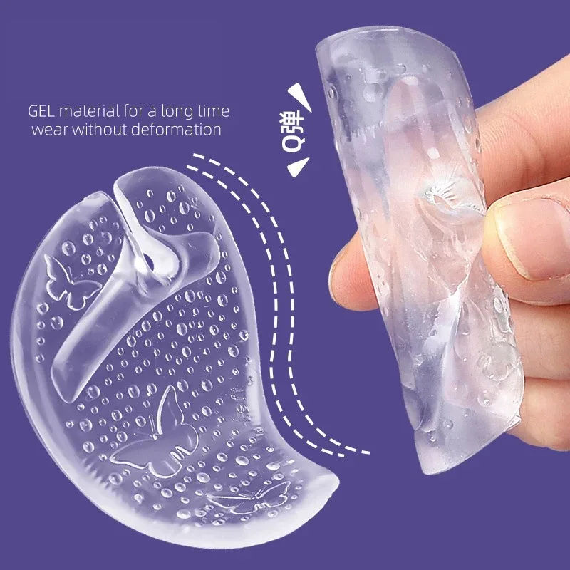 Silicone Flip Flop Forefoot Pads Anti-Slip Self-Adhesive Cushion Inserts for Sandals Pain Relief