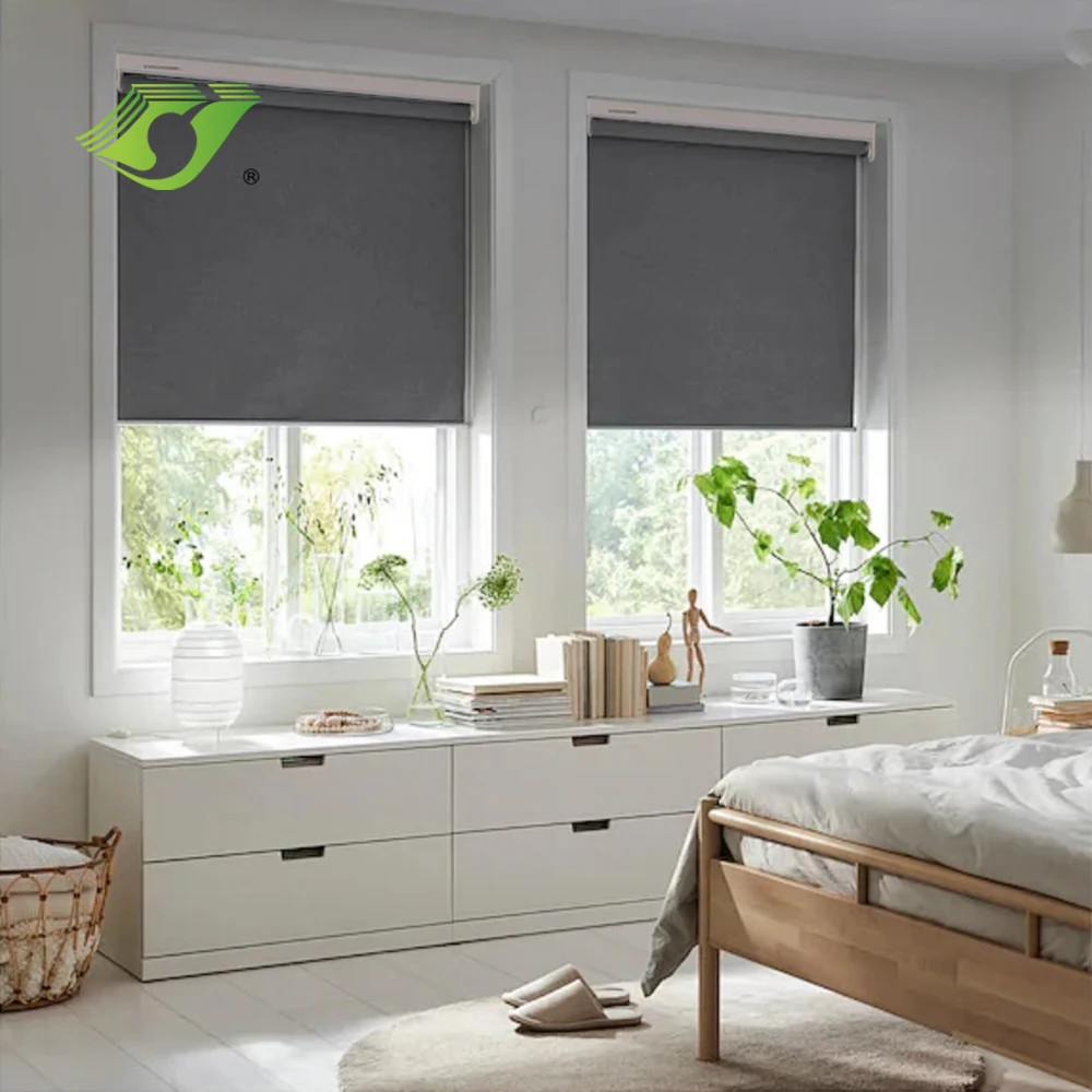 Roller Blinds without Punching,Pull Rod Control Window Shading Children Safety Blinds Use For Bedroom Living Room Home Decor