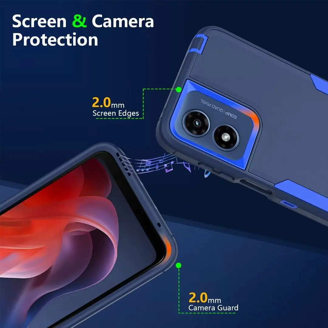 Heavy Duty Shockproof Dustproof Rugged Defender Protective, 2 in 1 Bumper Cover For Moto G Play 4G 2024 Phone Case
