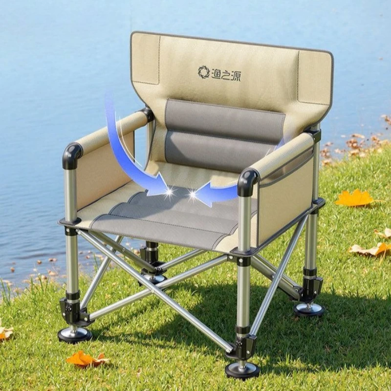 Outdoors Portable Durable Fishing Chairs Foldable Ferroalloy Small Moon Chair Adjustable Height Chair Fishing Tackle Equipment