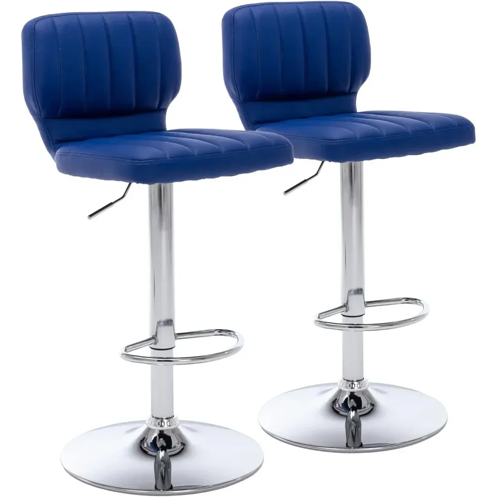 

Adjustable Bar Stools Set of 2, Modern PU Leather Swivel Barstools with Back, Armless Airlift Counter Height Bar Chairs