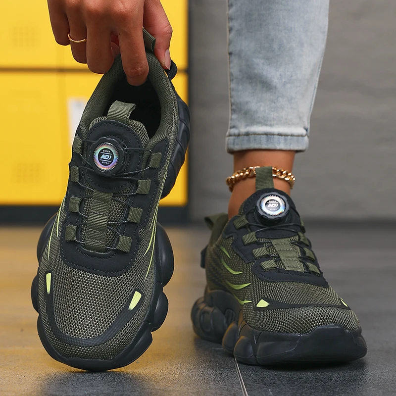 Atmungsaktive Mesh-Laufschuhe für Damen, rutschfeste, verschleißfeste Arbeitsschuhe, robuste, bequeme Turnschuhe, Twist-Schnalle, kein Schnürdesign – Detail 7