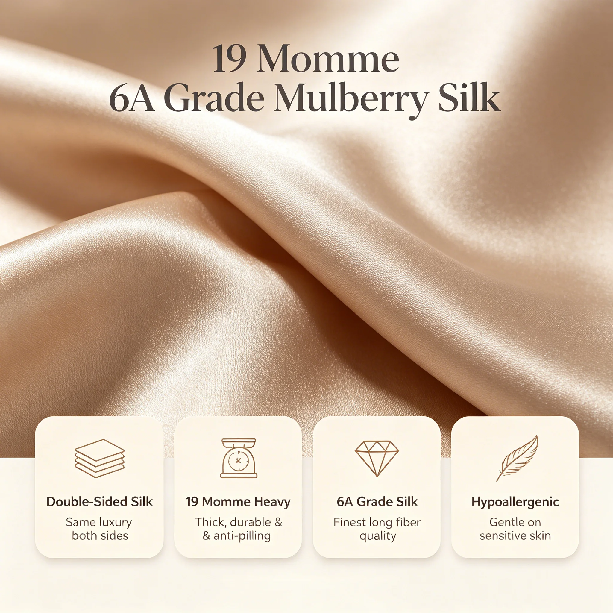 100% Pure Mulberry Silk Pillowcase 19 Momme Double Sided Silk Pillow Cover Zipper Closure Hypoallergenic for Hair Skin 23 Colors