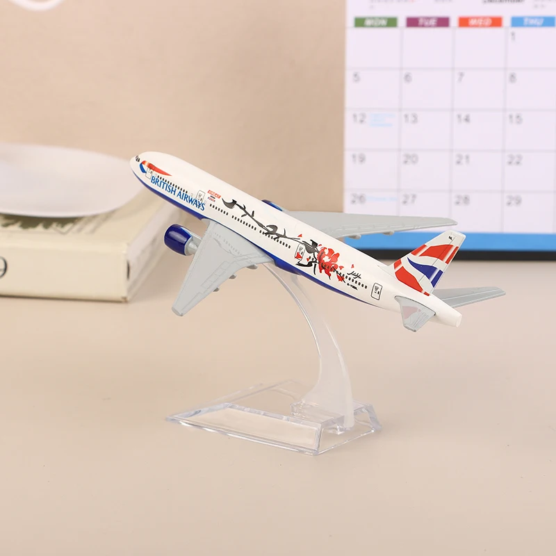 16CM British Plum Blossom 777 Airliner Alloy Airplane Model Scale 1:400 Metal Airplane Replica Diecast Aircraft Toy For Boys