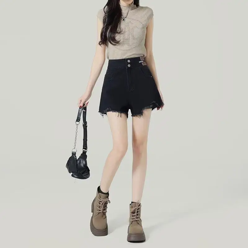 여자용 카우보이 반바지 여름 신상품 트렌디 플러스 사이즈 지방 mm 하이 웨이스트 다용도 A 라인 와이드 레그 팬츠