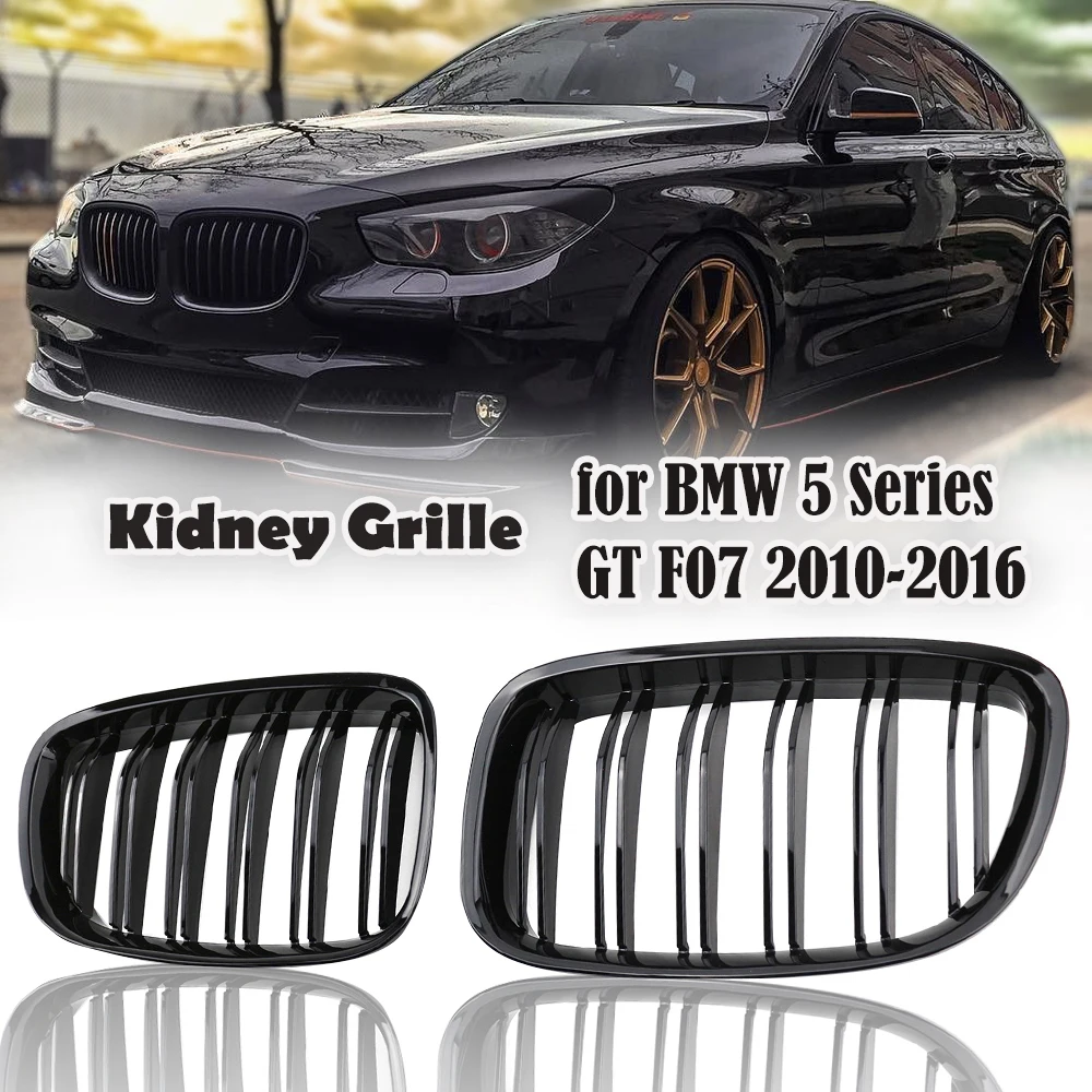 

ABS Black Car Front Bumper Kidney Grilles 2 Line Double Slat Racing Grill For BMW F07 5 Series GT 520 528 530 535 550 2010-2017