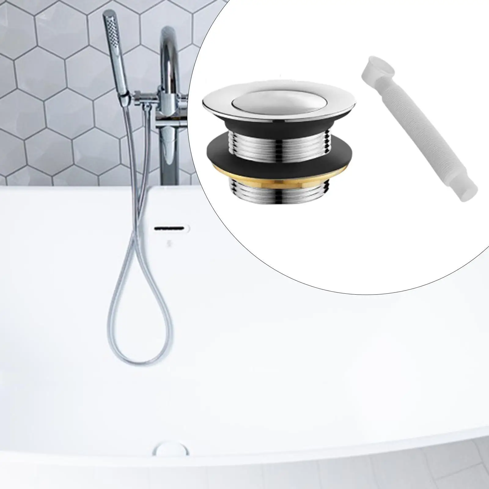 

Bathroom Tub Drain Stopper with Innovative Core Universal Drain Cover Flexible Pipe Fitting Replacement for Bathtubs
