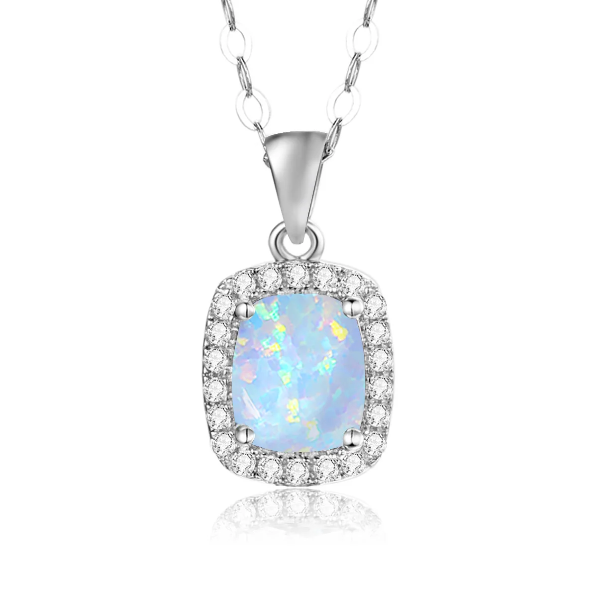 Vintage Opal Gemstone Pendant for Women Silver 925 Chain Crystal Zircon Necklace for Party Mother\'s Day Gift Trendy Fine Jewelry