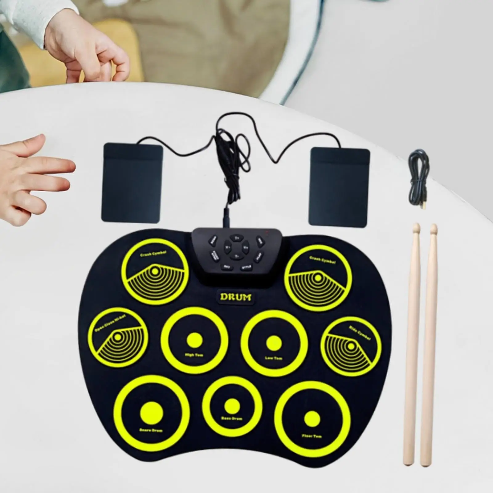 Electronic Drum Set 9 Drum Pad Cordless Electric Drums Pedal Controller with