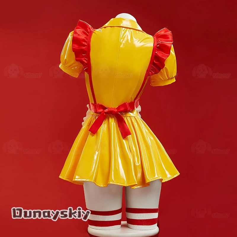 M Sexy Girl Cosplay Anime disfraz de sirvienta francesa Fastfood falda amarilla de Lolita ropa para mujeres adultas disfraz de Halloween traje