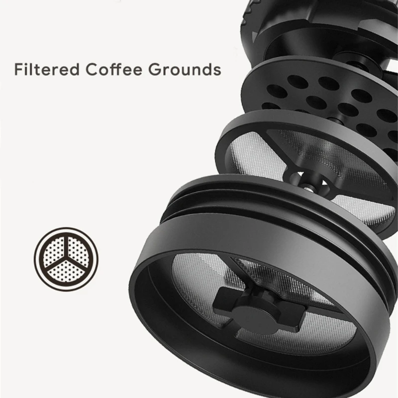 Récipient boisson à presse française isolé multifonctionnel, bouteille café isolée en acier inoxydable adaptée aux