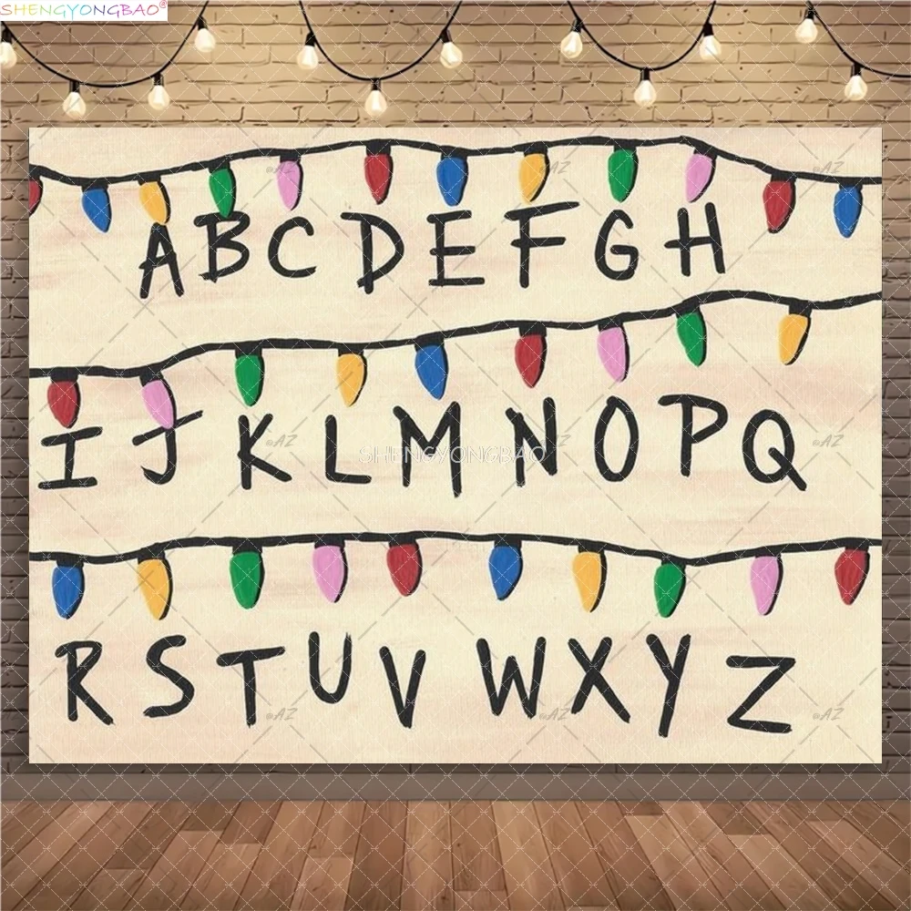 

American TV Stranger Luminous String Photography Backdrops Prop Alphabet Light Baby Gift Birthday Party Background ZZ-03