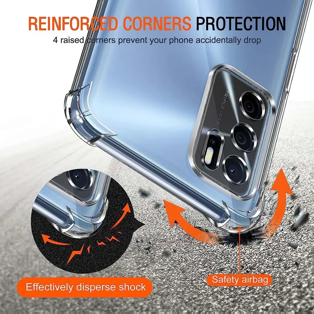 For OPPO A16 Case Oppo A16s A54s A17 Case Crystal Clear TPU Shockproof Cover Oppo A98 5G A78 A96 4G A76 A94 5G A52 A72