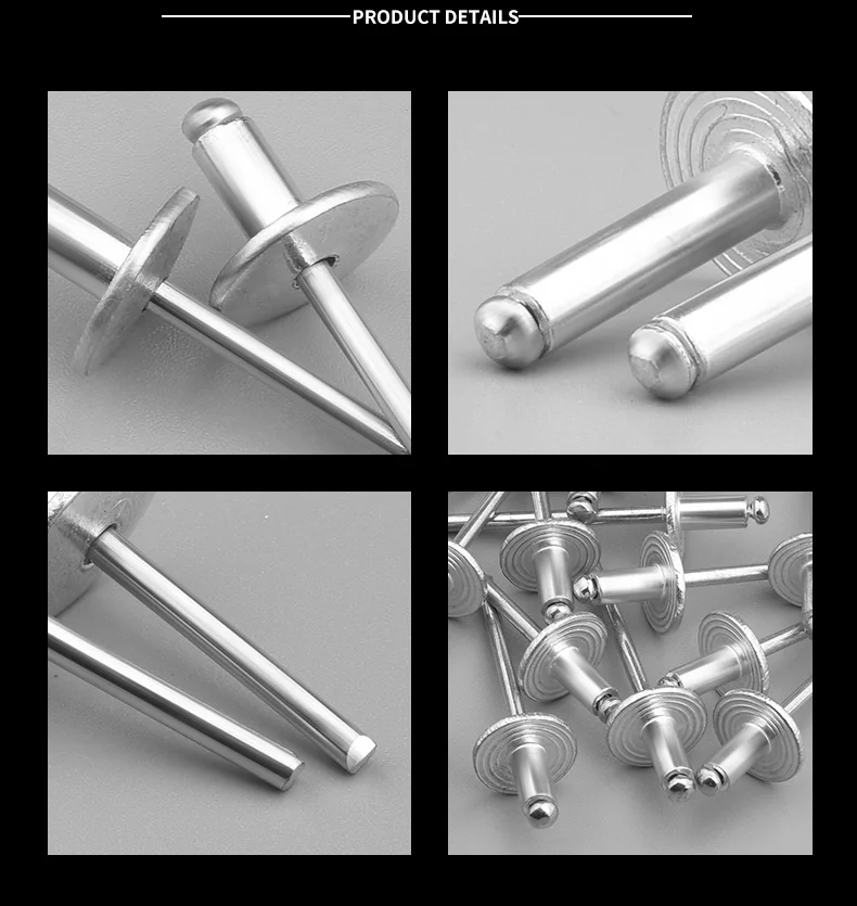 20-40 stücke Aluminium Große Flansch Pop Offene Hohl Blind Nieten Große Kappe Blatt Bolzen Dropper Selbst-steckende niet Dekoration Pull Nagel – Detail 7