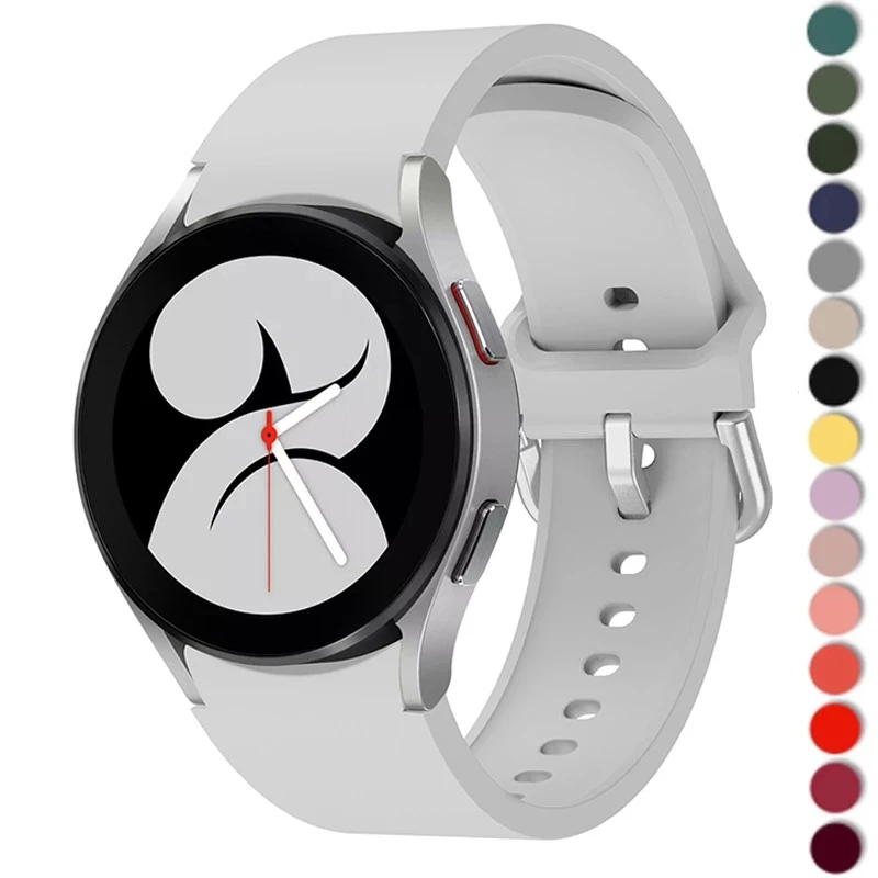 

Silicone Official Strap For Samsung Galaxy Watch 4 classic 46mm 42mm Watch4 44mm 40mm Smart Watch 20mm No Gaps Curved End Band