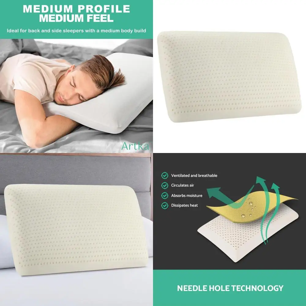 

Luxury Talalay Latex Pillow - Ergonomic Support for Side, Back, and Stomach Sleepers with Soft, Breathable Cotton Cover