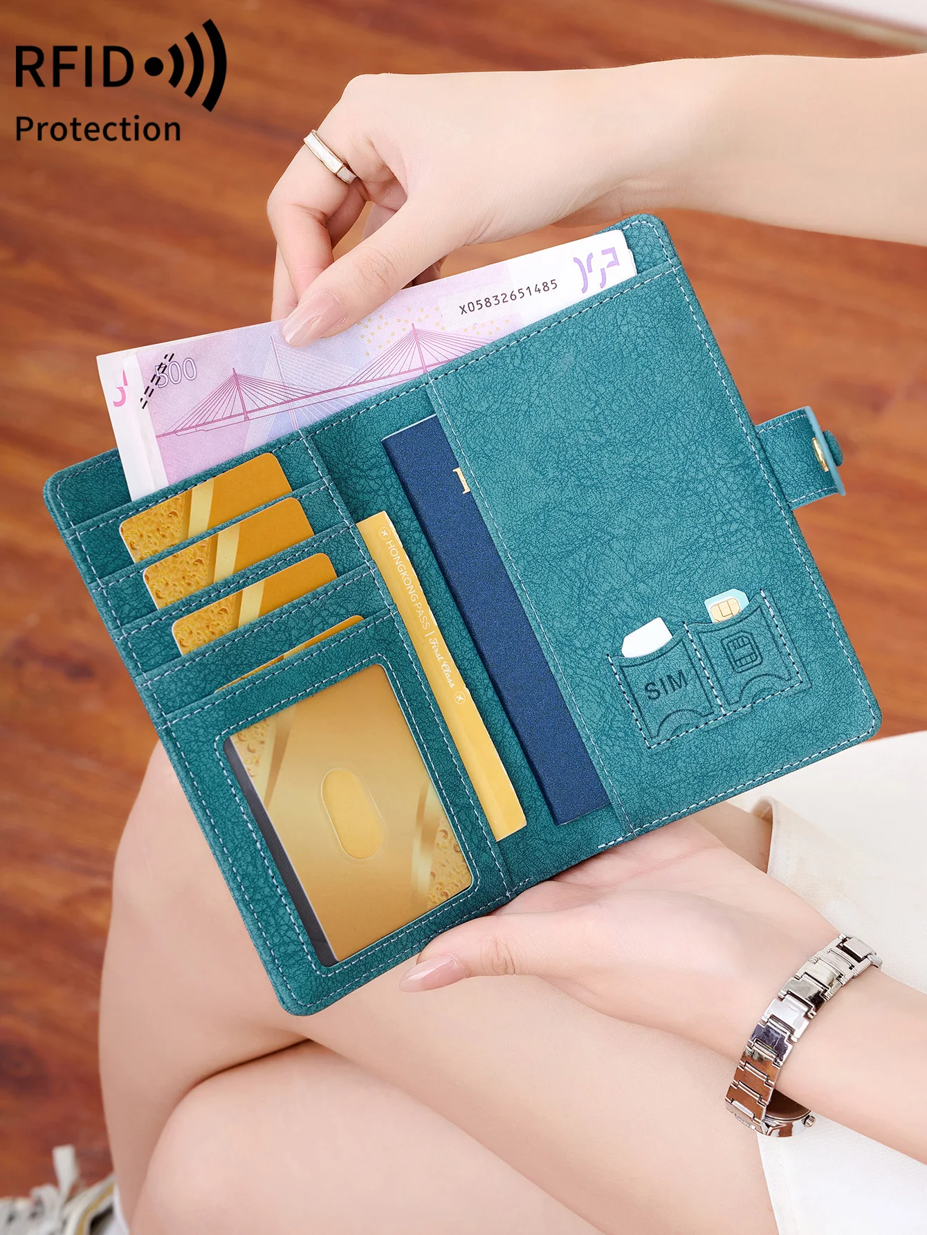 Portafoglio per passaporto combinato in 2 pezzi/etichetta per bagagli, copertina multifunzionale alla moda, etichetta per bagagli anti-smarrimento, accessori da viaggio