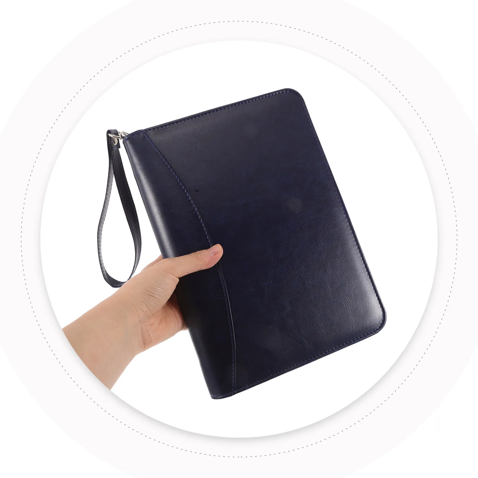 

Loose Leaf Binder Journal with Zipper Refillable PU Portfolio Folder for Office Business Meetings Remote Work and Daily