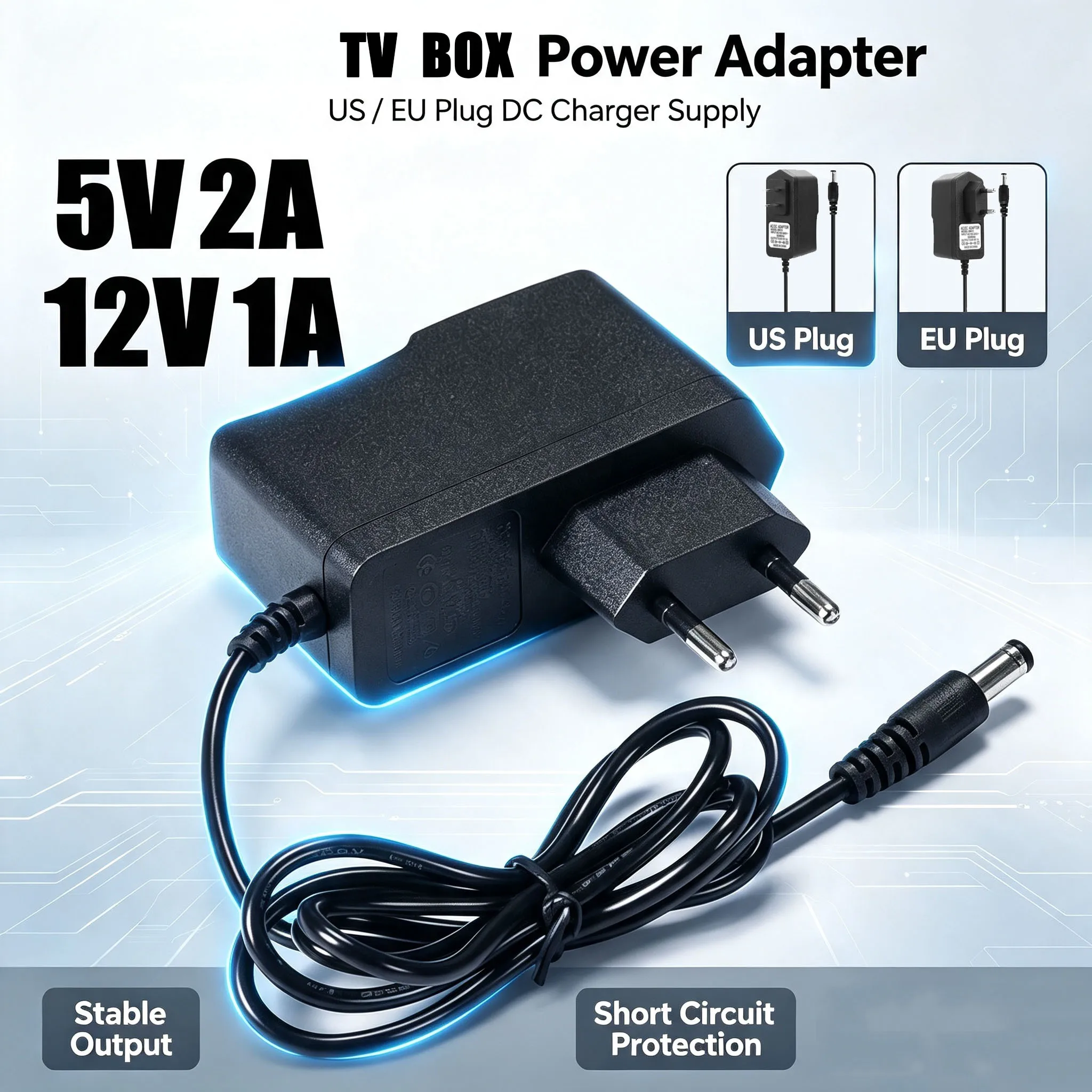 TV BOX Power Supply 5V 2A 12V1A Charger EU US Plug Converter AC-DC Adapter For Android For X96 mini/T95/h96/MXQ/HK1/x88/mx10/TX6