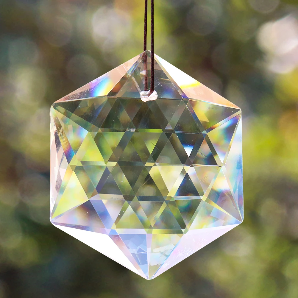 

100mm Excellent Star of David Crystal Hanging Prism Faceted Sun Catcher Chandelier Lighting Wedding Decorations Home Decor