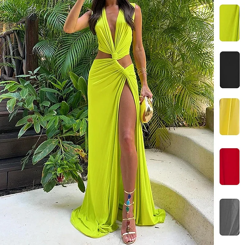 Sexy Hollow Out Split Irregular Dress Dresses Spring Summer Women Matching Set