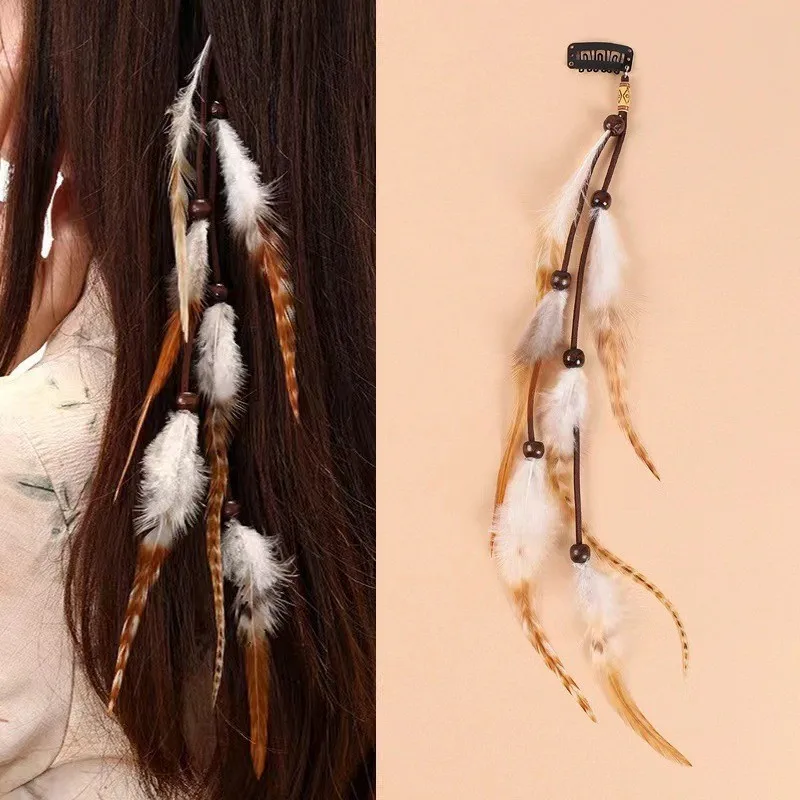 Hair Clips BB Clip Hair Ties Bohemian Feather Long Ethnic Retro Photo Prop Exotic Women Hair Accessories Soft Premium Chic Cozy