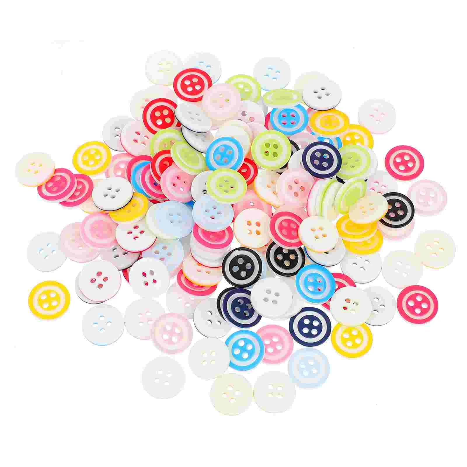 150 Pcs Fasteners for Crafts Button Resin Candy Color Four Eyes Clothes Buttons Child