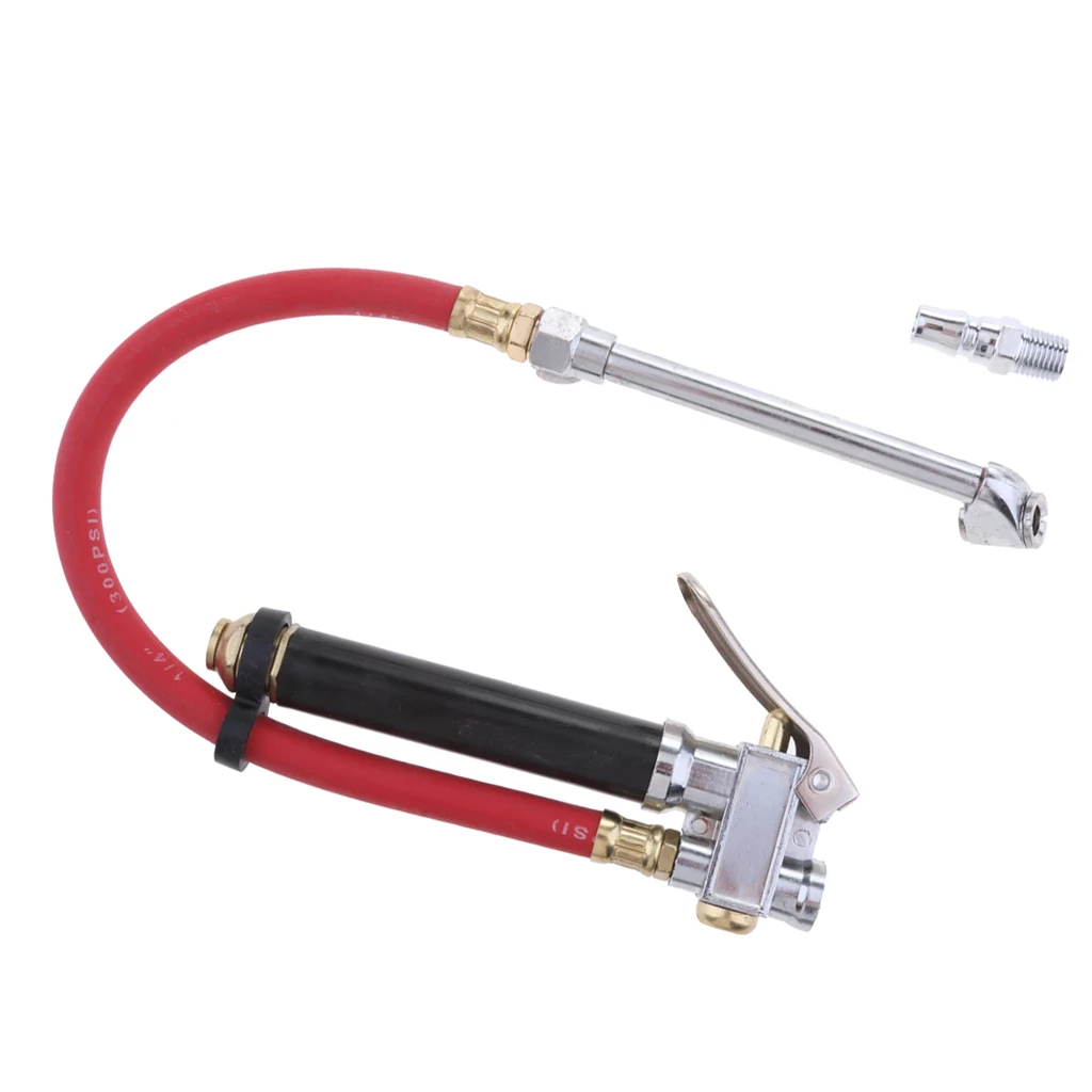 Accurate Air Tire Presure Gauge Air Inflator Gun Red Rubber Hose with Quick Connector