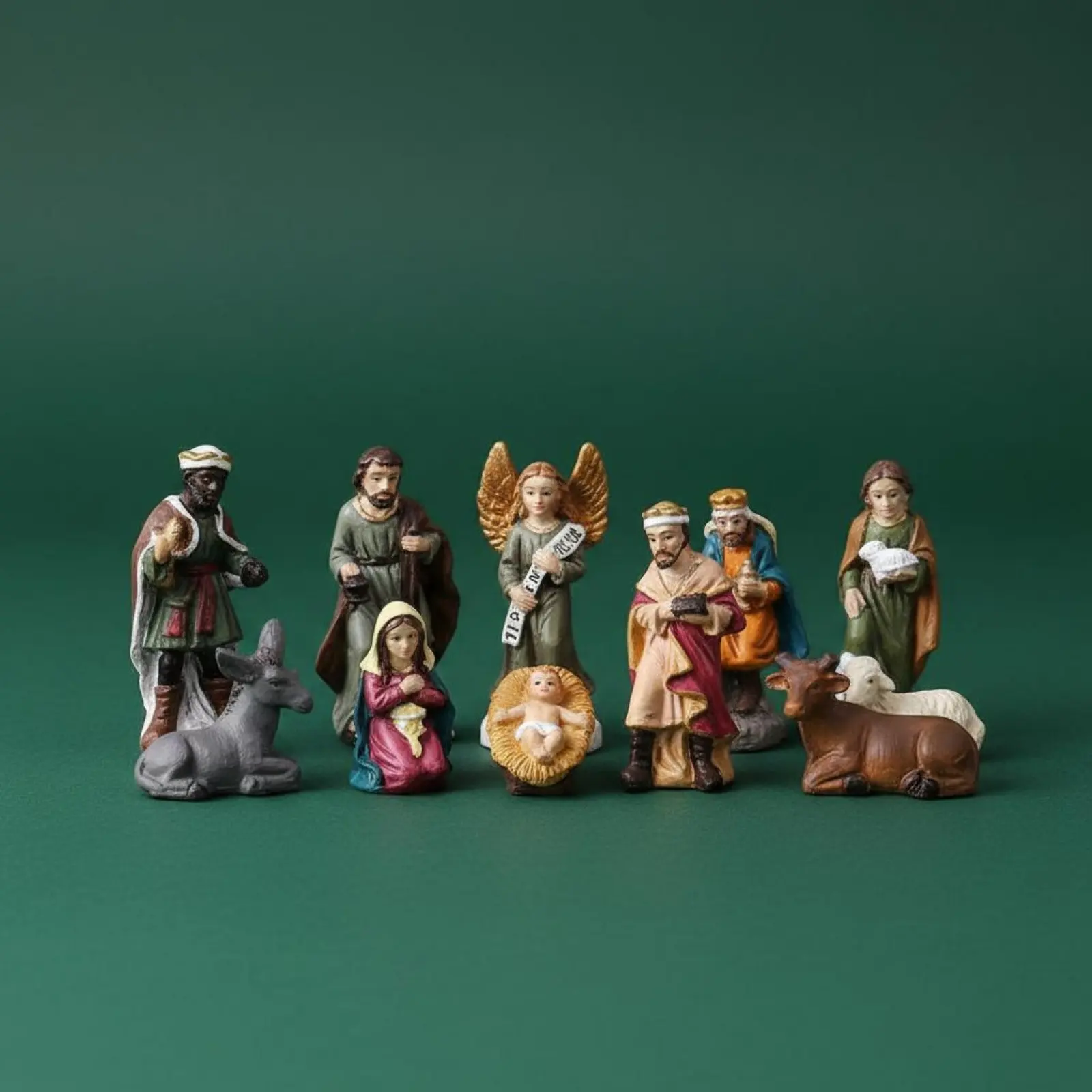 10 Pieces Miniature Nativity Set Painted Christmas Nativity Set Manger Scene Figurines Classic Design Holiday Decoration Mini