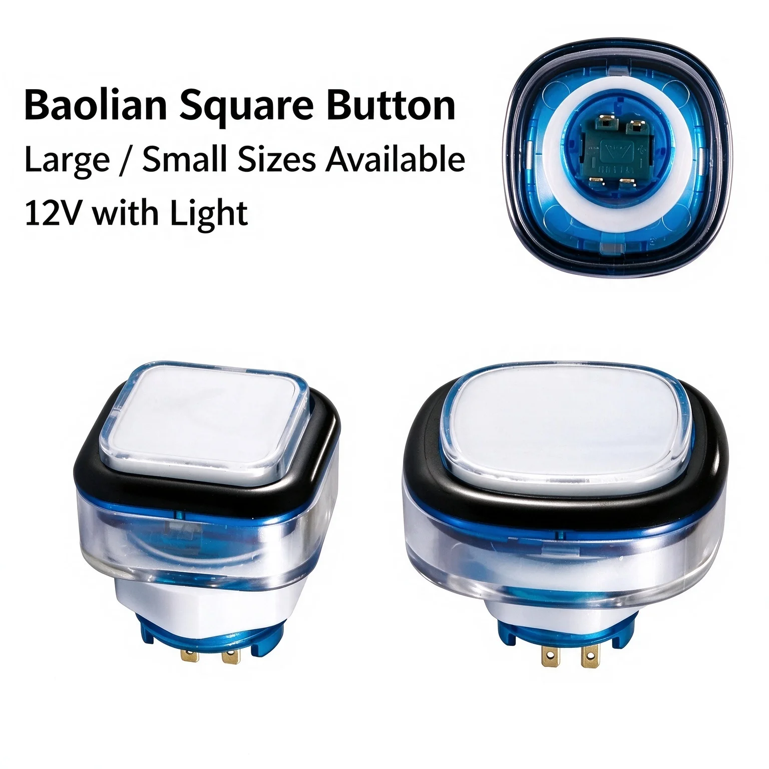 1PCS 33mm/50mm Arcade LED Push Button 12V 5V Square for Arcade Video Games PS5 Raspberry Pi MAME Game Machine