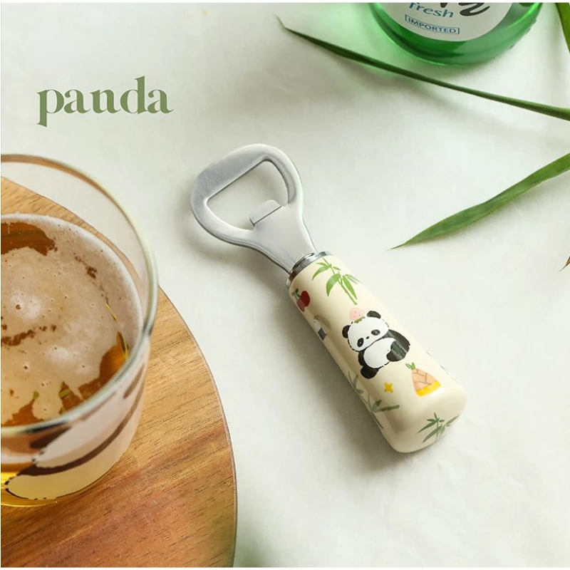 Creative Household Multifunction Ceramic+Stainless Steel Panda Bottle Opener Bar Wine Accessories Cool Gadgets Kitchen Gadgets