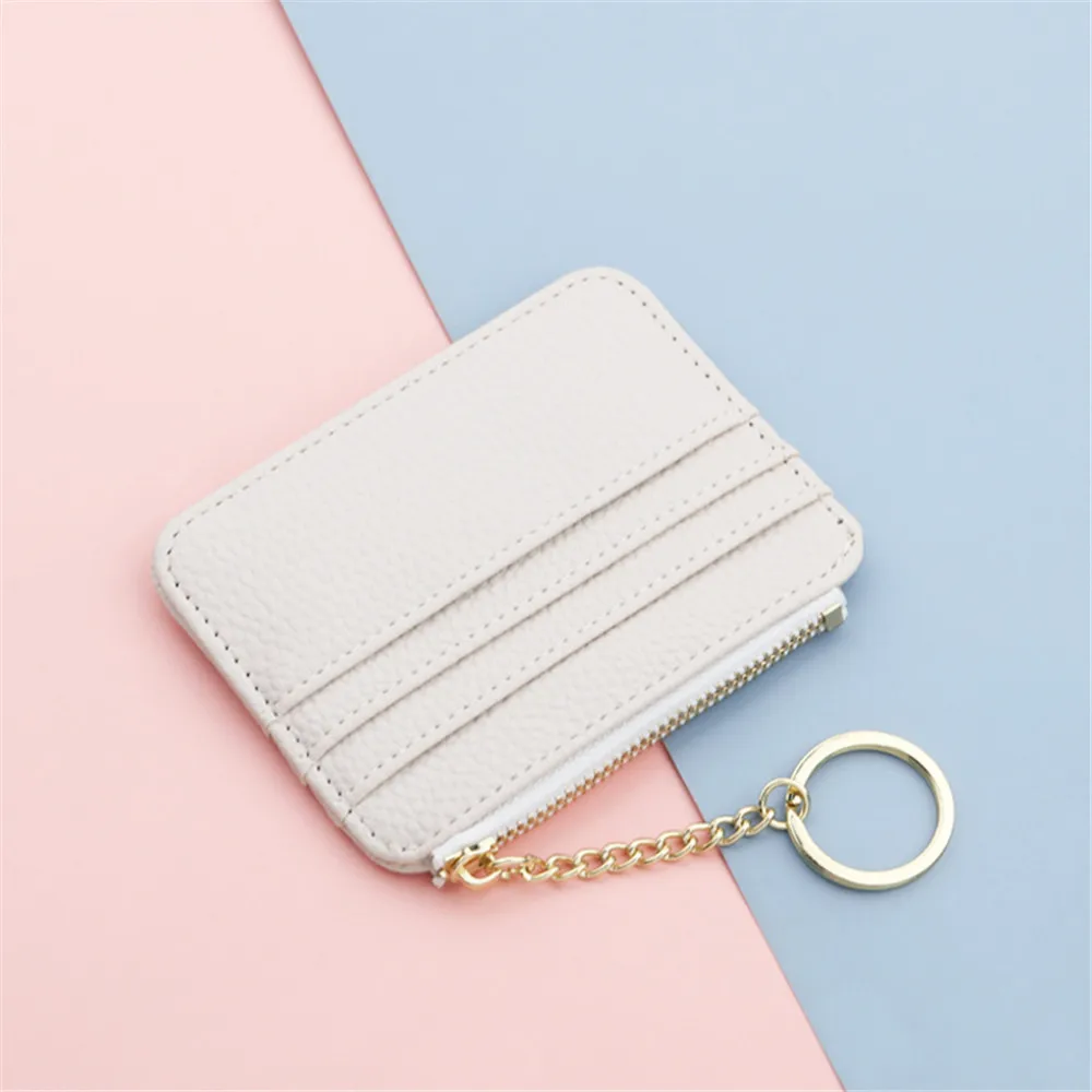 Multi-Colored ID PU Leather Card Holders  Women Men Mini Wallet  Bus Cards Cover Case Office Work Key Chain Labels And Index