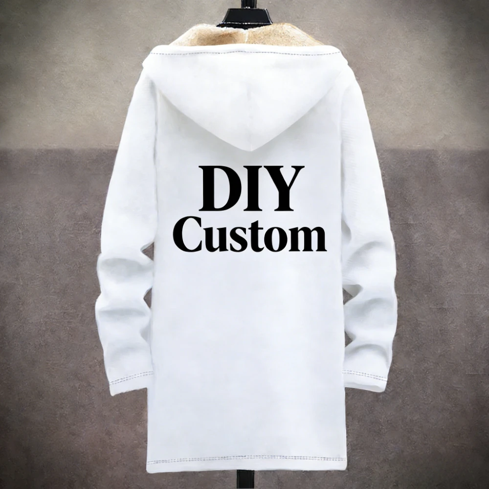 DIY Custom Unisex Hooded Jacket Fleece Lined Coat with Brown Sherpa Hoodie Long Sleeve Zip Up Streetwear Personalized Design