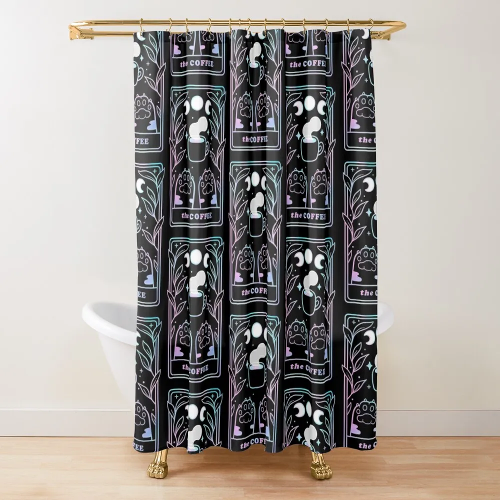 

The Coffee Cat Tarot // Black Rainbow Nikury Shower Curtain In The Bathroom Cover Waterproof Bath And Anti-Mold Curtain
