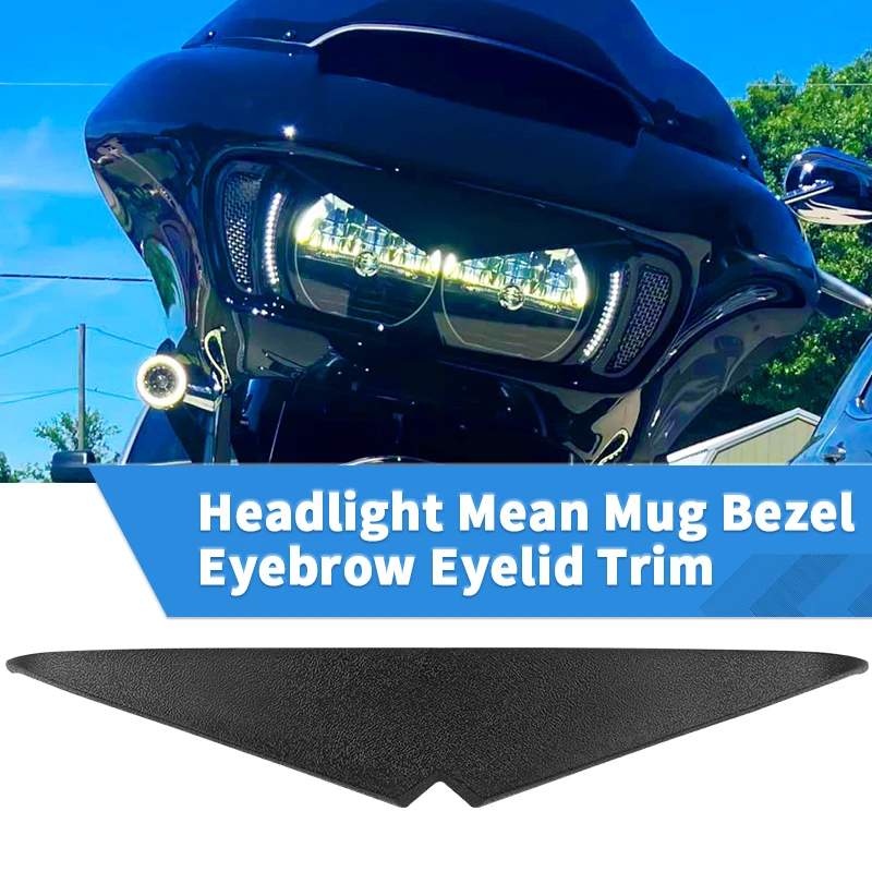 Motorcycle Headlight Trim Headlamp Eyebrow Eyelid Sticker Decoration Upper Tip Cover Visor Accent For Harley Road Glides 15-up view 5
