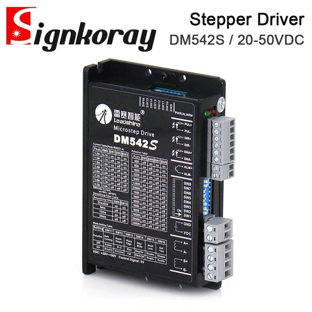 

SignkoRay 2Phase Stepper Motor Driver DM542S Voltage 20-50VDC 1.0-5.0A for Co2 Laser Cutting and Engraving Machine