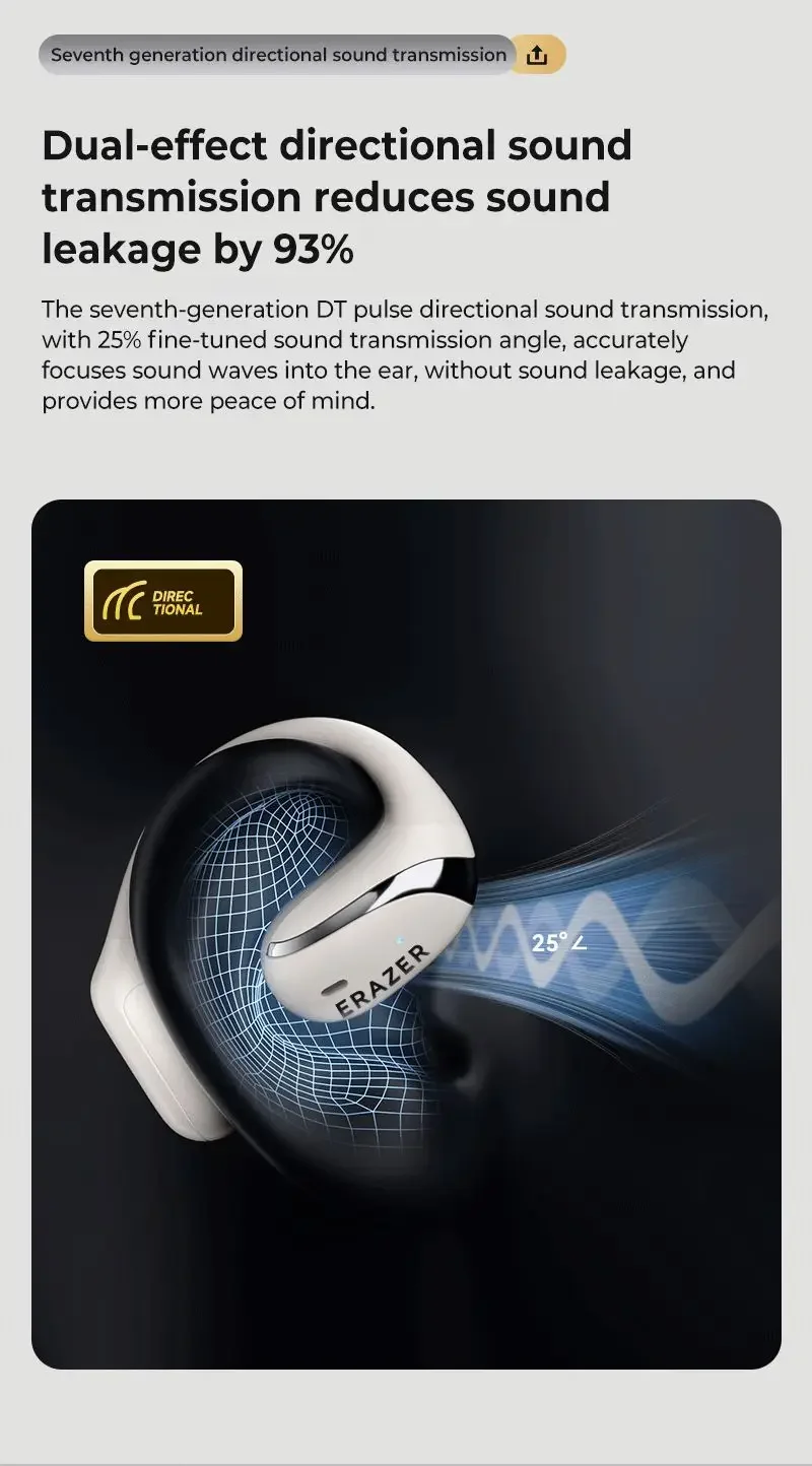 Original ERAZER X9 Drahtlose Kopfhörer OWS HiFi Stereo Sport Offene Bluetooth Kopfhörer mit Mikrofon Anruf Rauschunterdrückung Wasserdicht – Detail 7