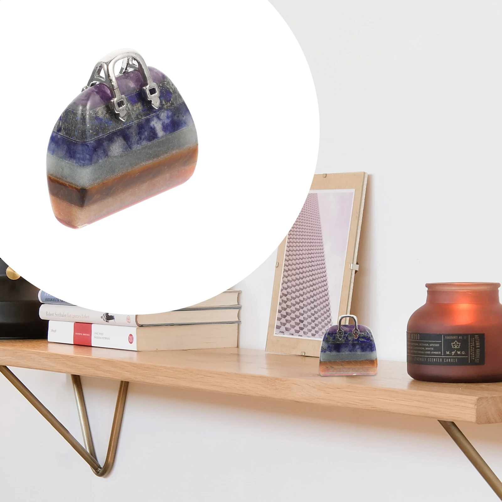 

Creative Crystal Handbag Decor Desktop Ornament Energy Boosting Bag Shape Small Crystal Statue Home Party Decoration