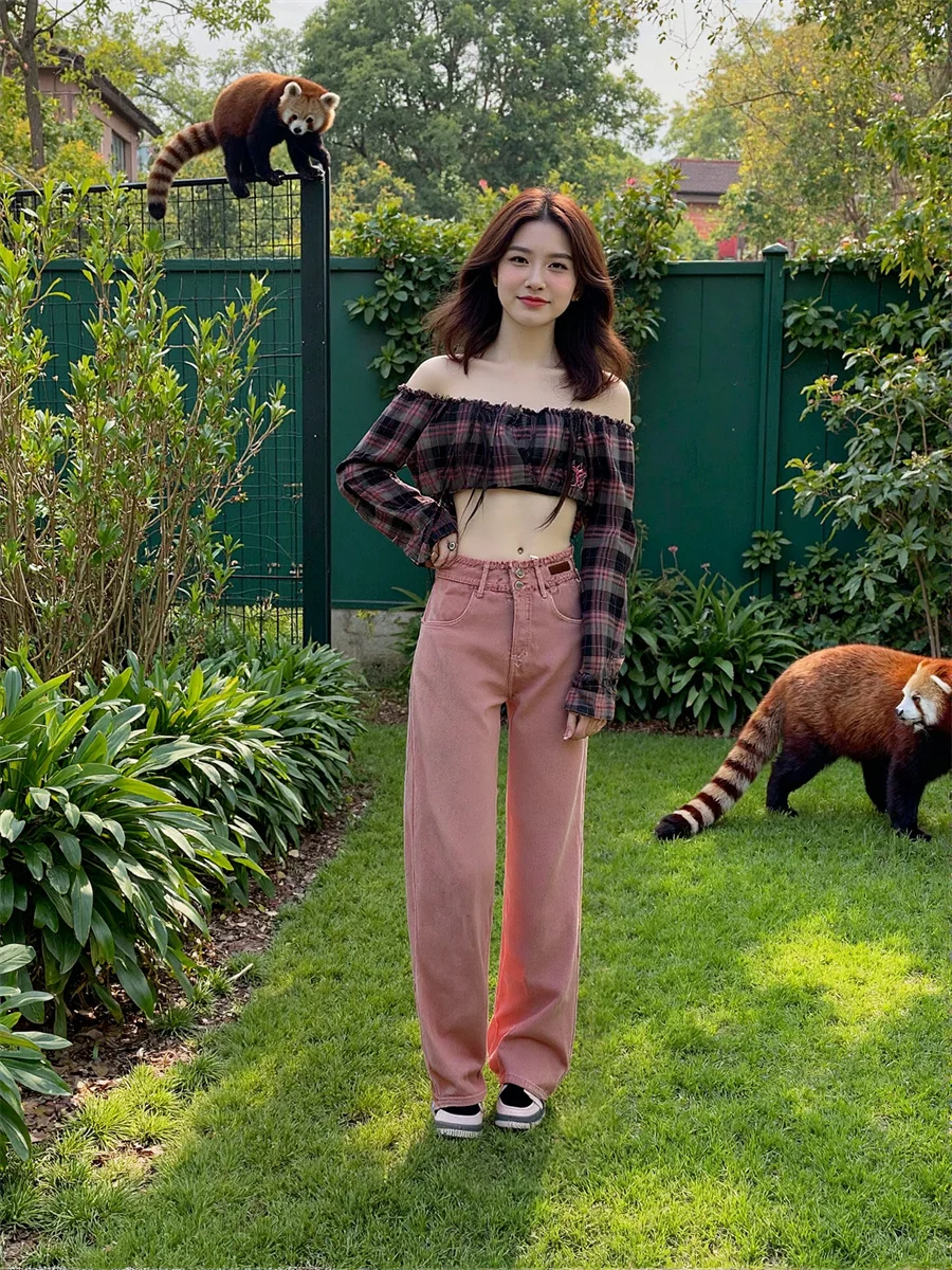 Dżinsy z wysokim stanem i szerokimi nogawkami, spodnie dżinsowe, odzież damska, wiosenne, wytrzymałe, elastyczne, w stylu europejskim, do treningu, sportowe, typu joggers, cargo