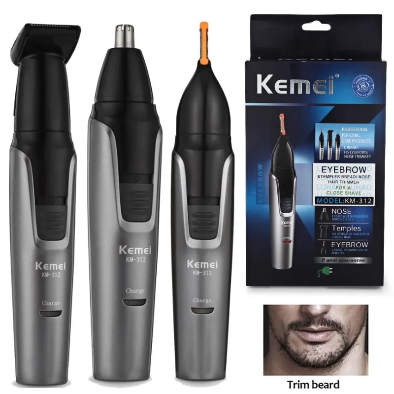 

3in1 rechargeable nose trimmer beard trimer for men micro shaver eyebrow nose hair trimmer for nose and ear cleaner grooming set