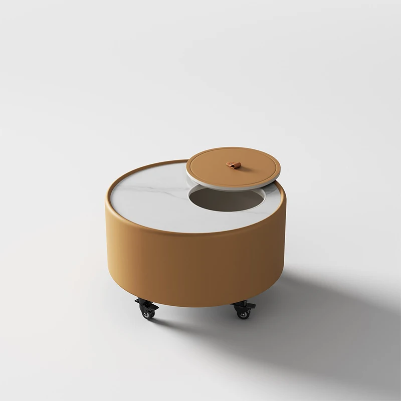 

For small simple living room furniture coffee table with storage modern rotatable round with wheels