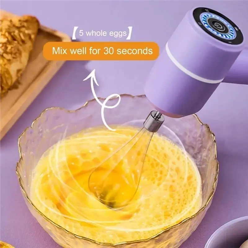ABXF-Rust-Resistant Mini Electric Egg Beater Rechargeable Stainless Steel Handheld Cream Whisk Drop-Proof Milk Frother A