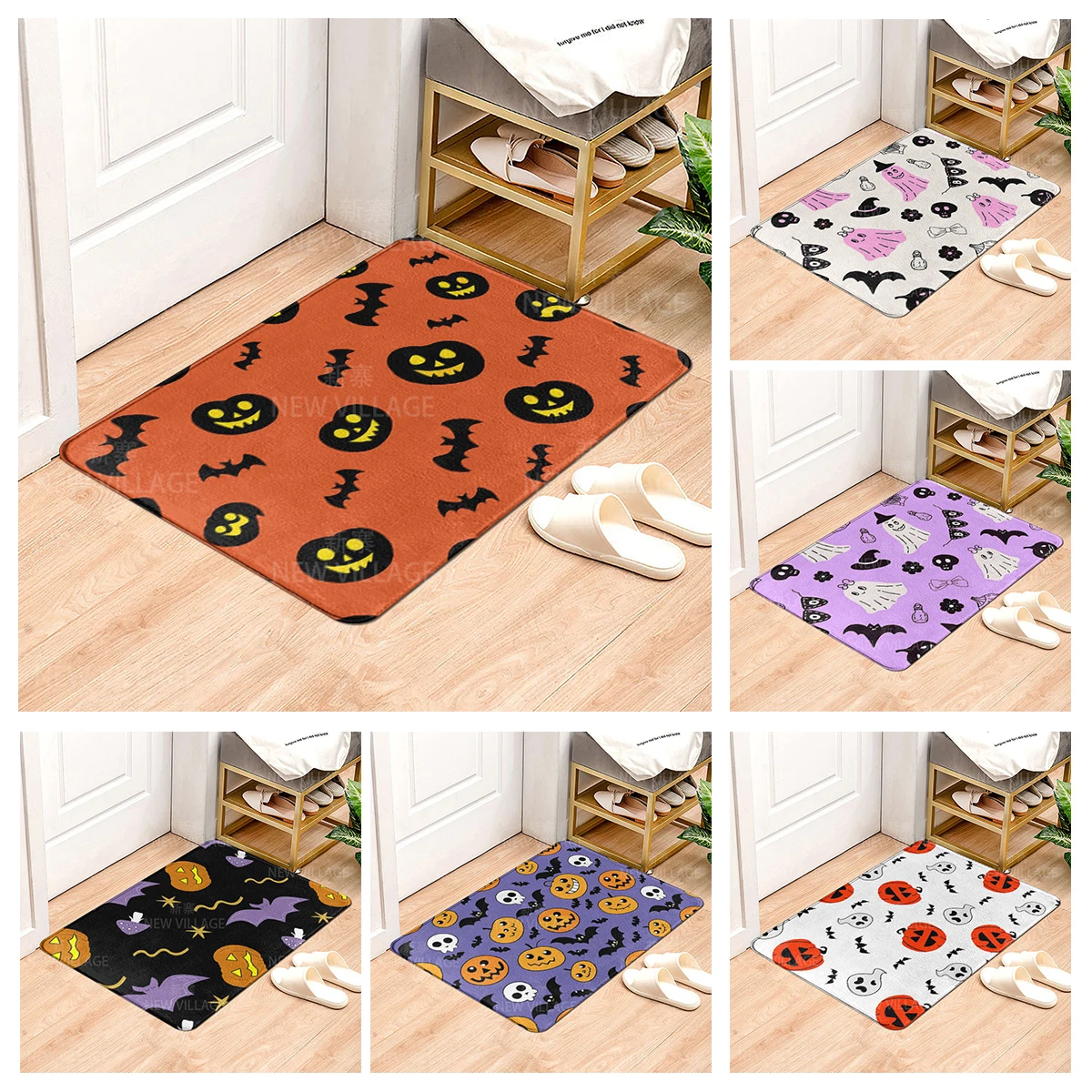 House entrance carpet Home door mat Living Room Bath Foot bathroom non-slip water absorption rugs bath Halloween Autumn Pumpkin